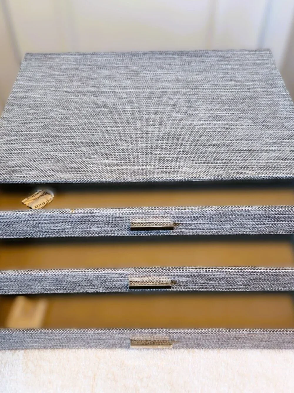 Gray Fabric 3 Drawer Jewelry Organizer Storage Box Vanity Dresser 15